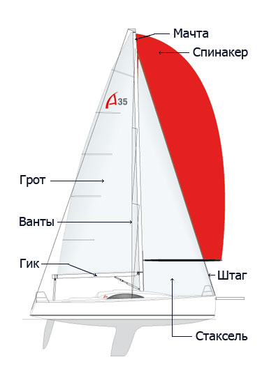 Схема парусности гоночной яхты